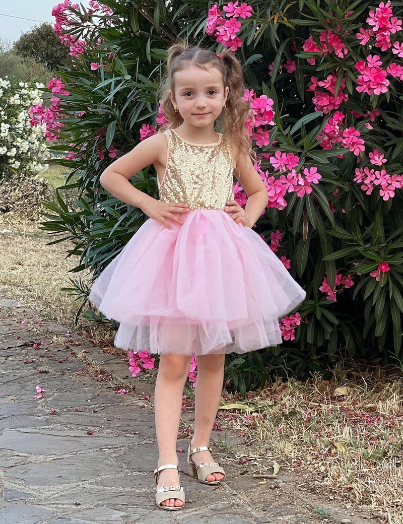 AGQT Baby Girls Birthday Tutu Dress Sequin Tulle Soft Lined Formal Princess Dresses for Party Wedding Pink 12-18 Months - Image 3